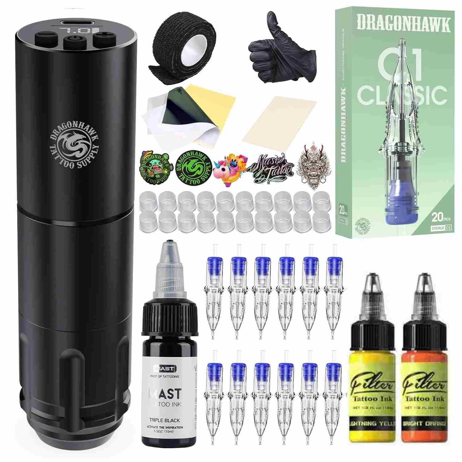 Kit pen Tatuaje Dragonhawk Inalambrico Black