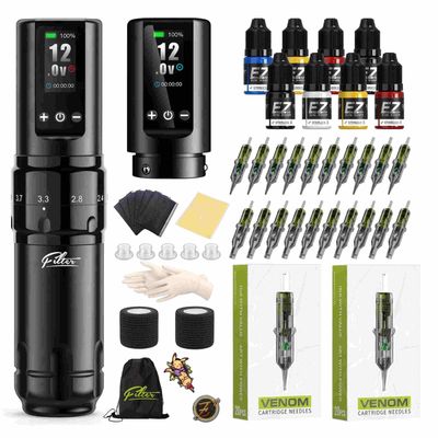 Kit de Tatuaje EZ Filter 2 Baterías X30 PRO 40 Cartuchos + Tula