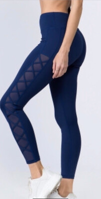 High Rise Leggings With Side Lace Up Mesh