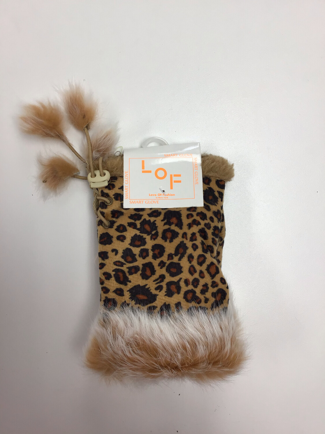 Leopard Print Faux Fur Fingerless Gloves