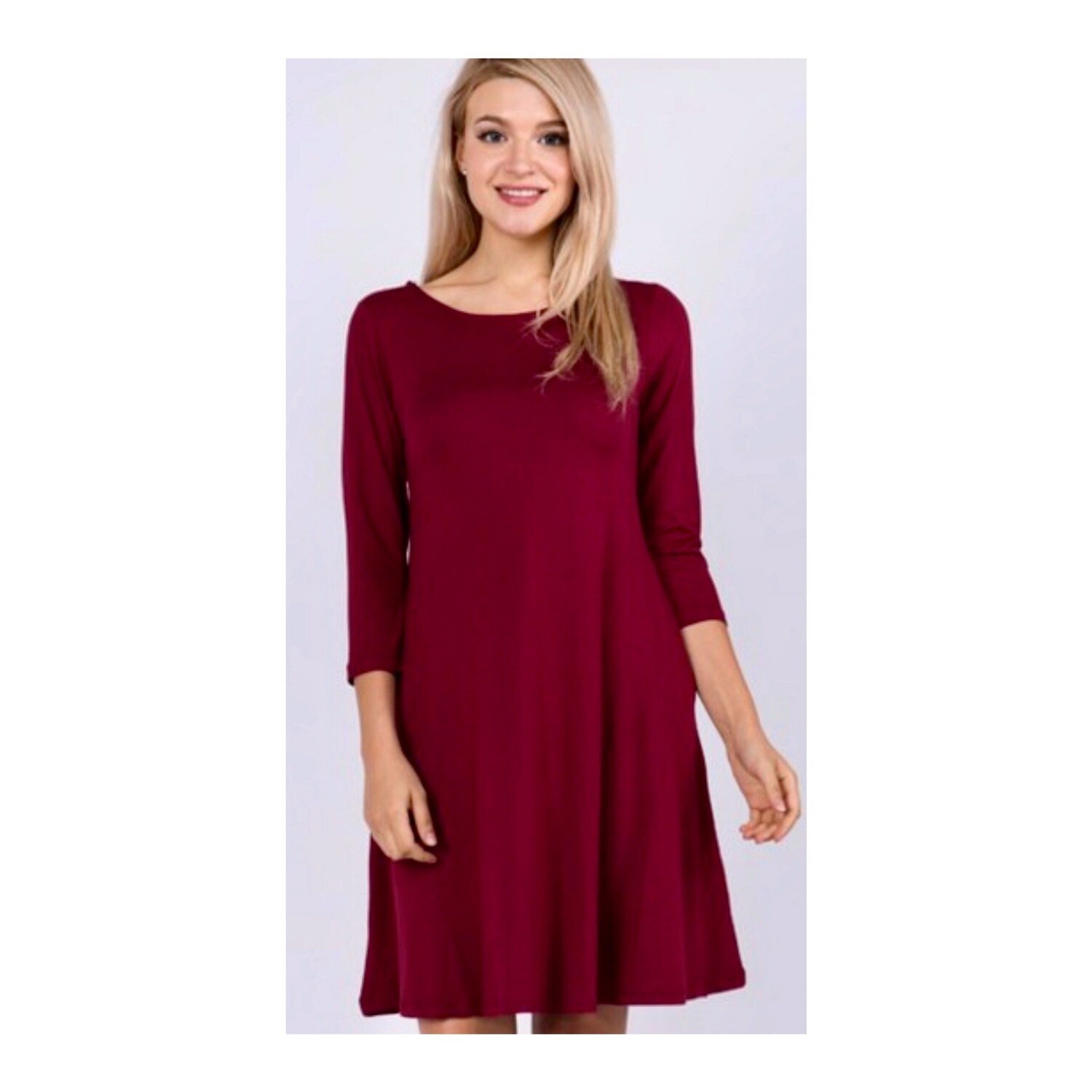 Yelete Solid Wine Red Dress