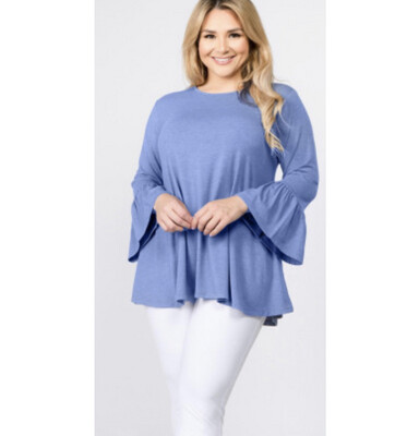 Solid Color Bell Sleeve Tunic Top