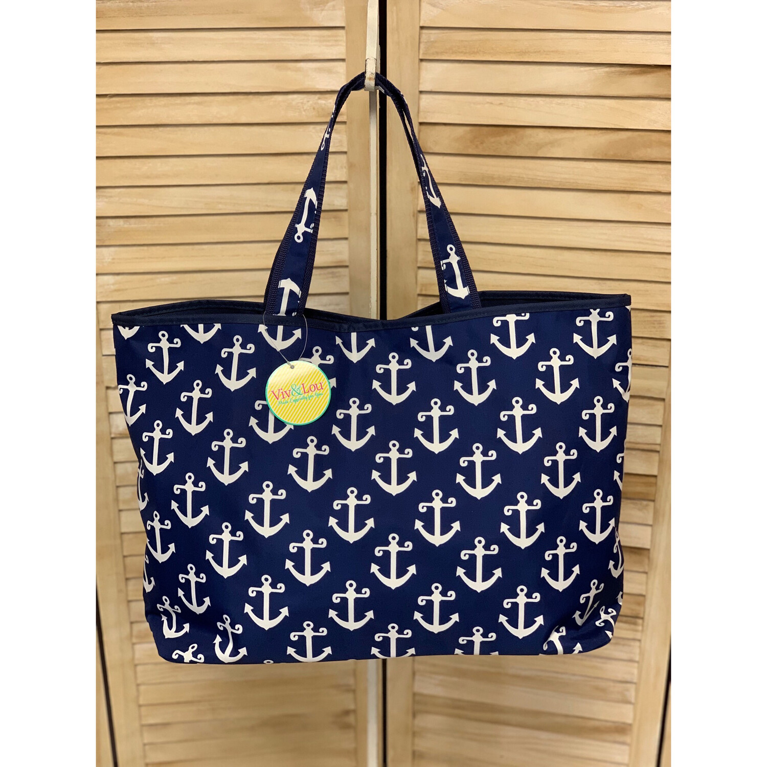 Large Navy Anchor Tote