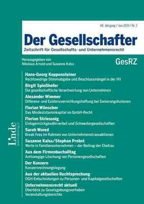 Der Gesellschafter - GesRZ 
Zeitschrift für Gesellschafts- und Unternehmensrecht