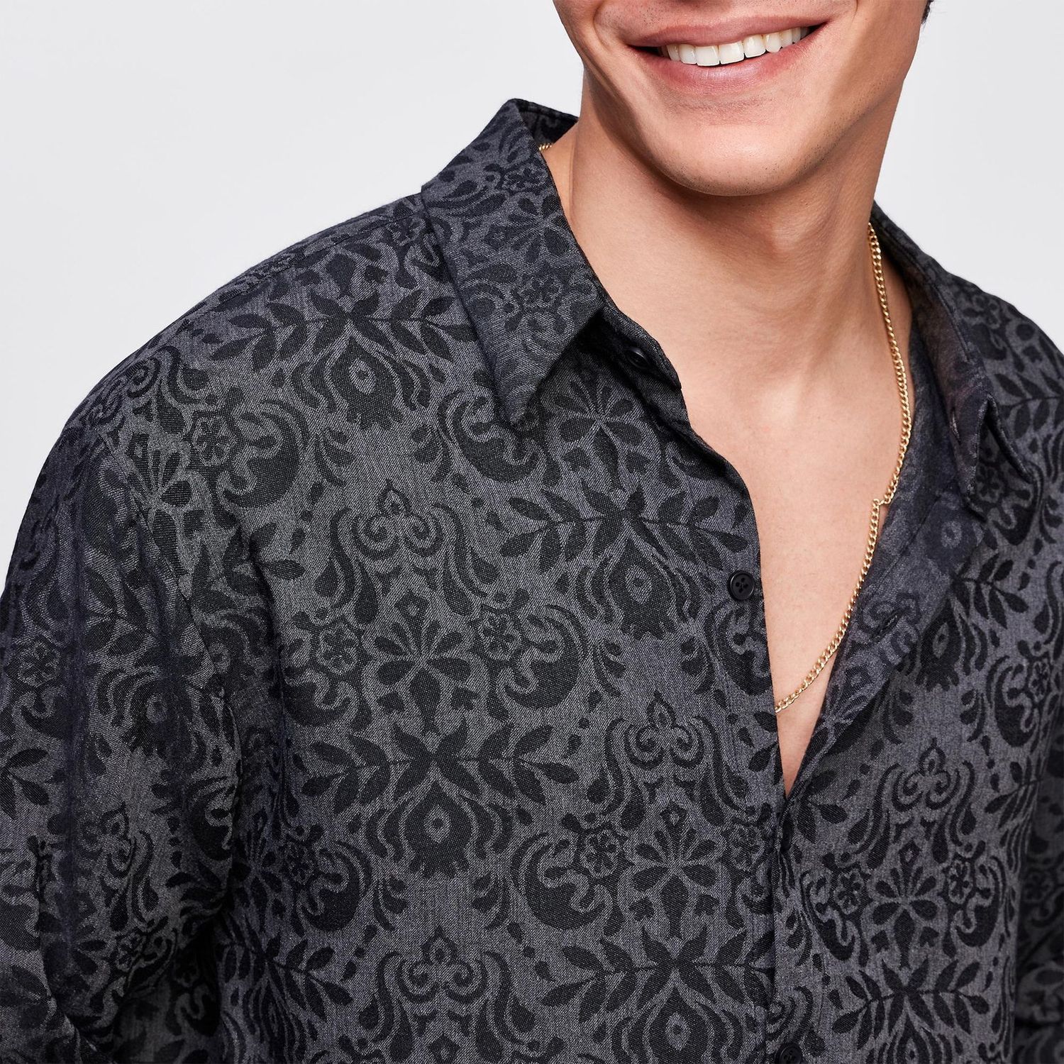 Men’s Black Baroque Jacquard Modal Shirt