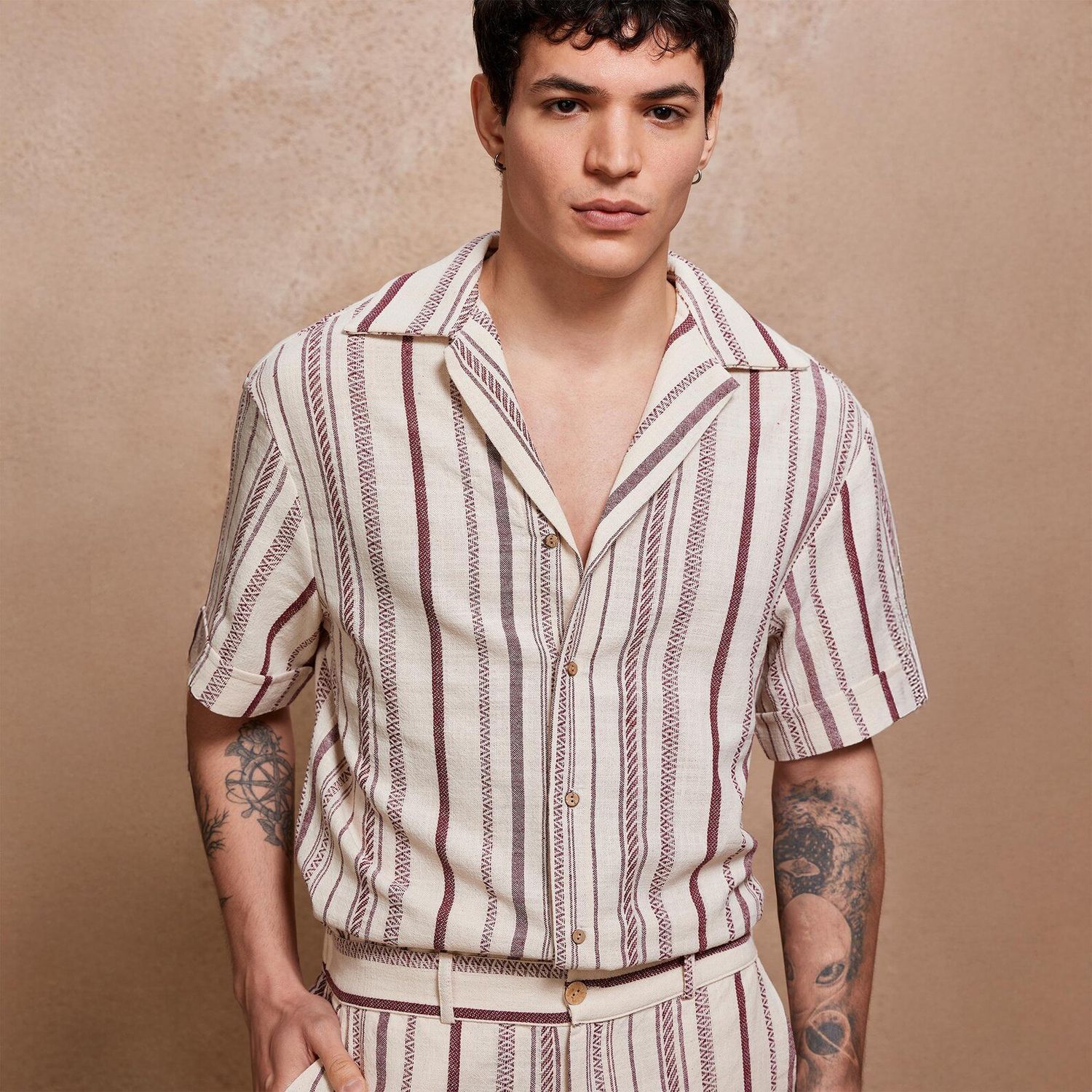 Men’s Rustic Linen Shirt &amp; Shorts Set