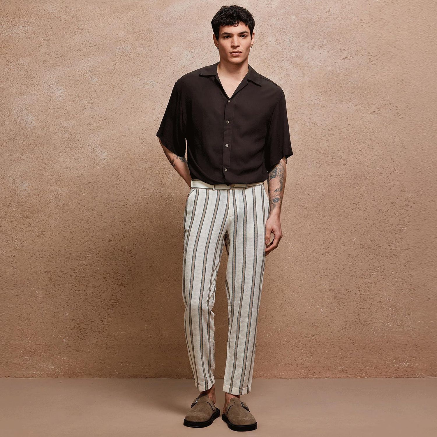 Men’s Striped Linen Chino Trousers
