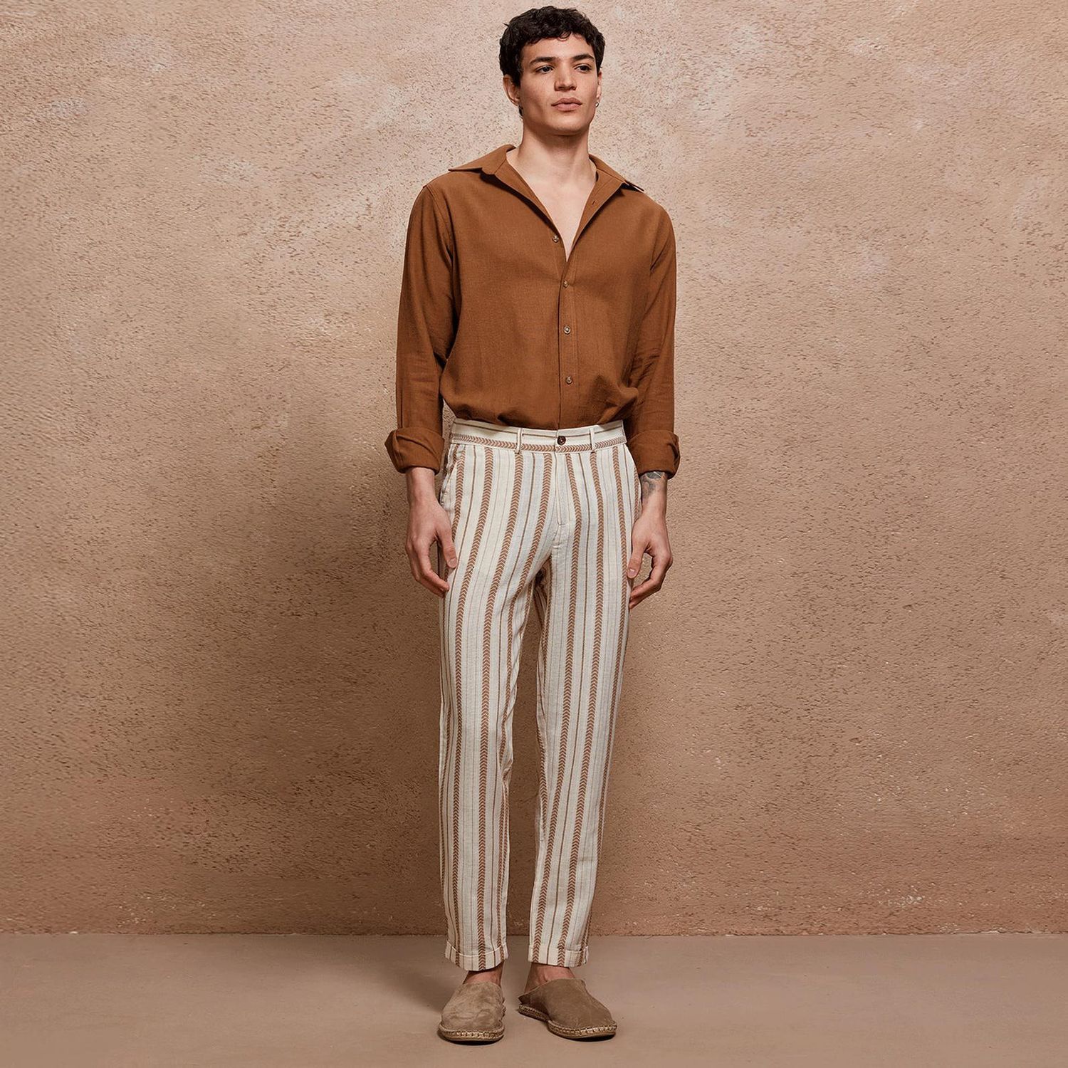 Men’s Striped Linen Chino Trousers