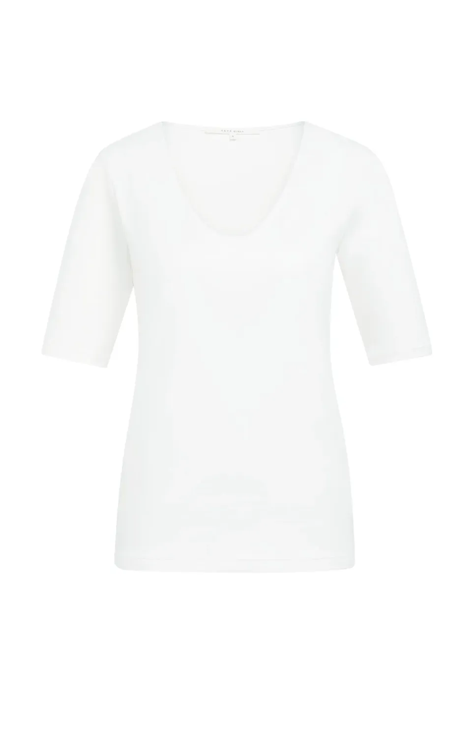 Yaya Round V-neck top 01-719020N OFF WHITE