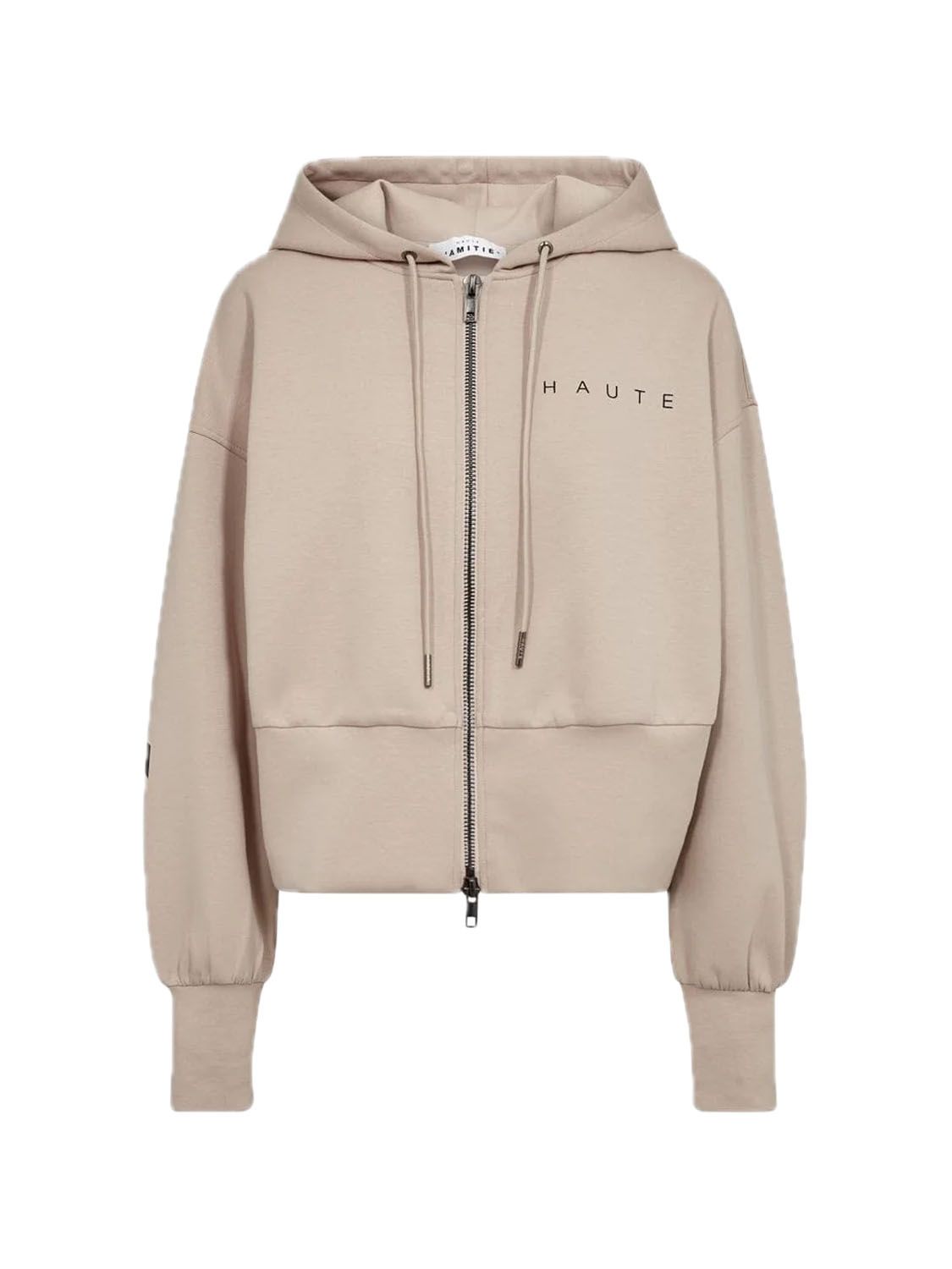 Haute L'Amitie Maxi Split Zip Hoodie HL10523 Beige