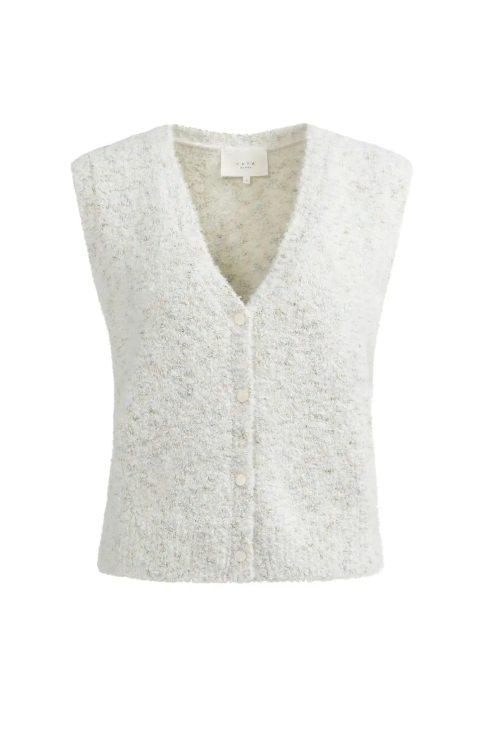 YaYa Mouwloos boucl?vest 01-010146-602 OFF WHITE DESSIN