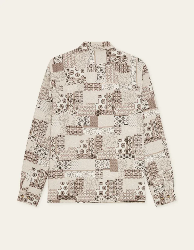 Les Deux Layton Patchwork Jacquard Overshirt 1001514 LIGHT SAND