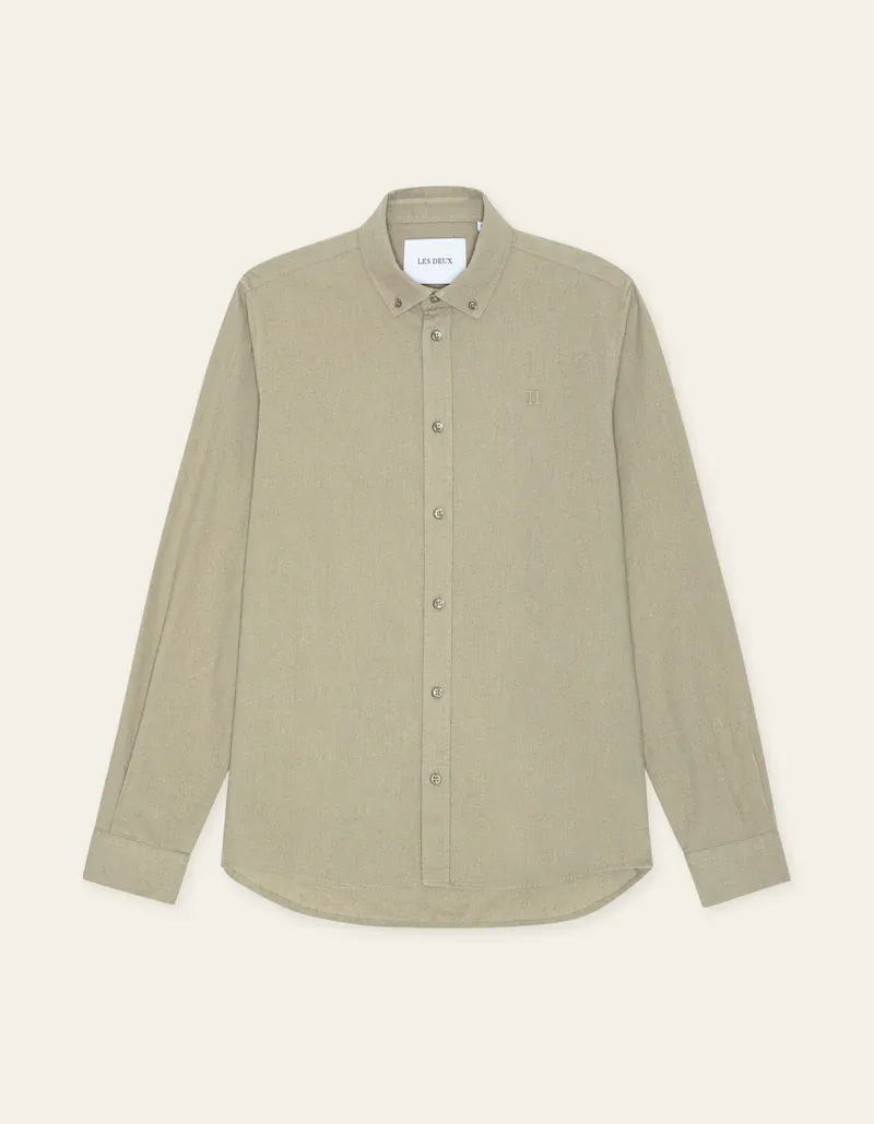 Les Deux Konrad  Cotton Linen Shirt 1001295 LAUREL OAK SAND