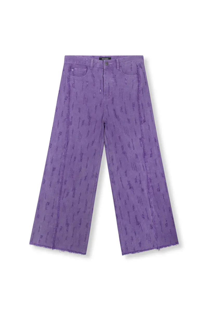 Refined ladies woven high waist damaged deni R2602170894 purple