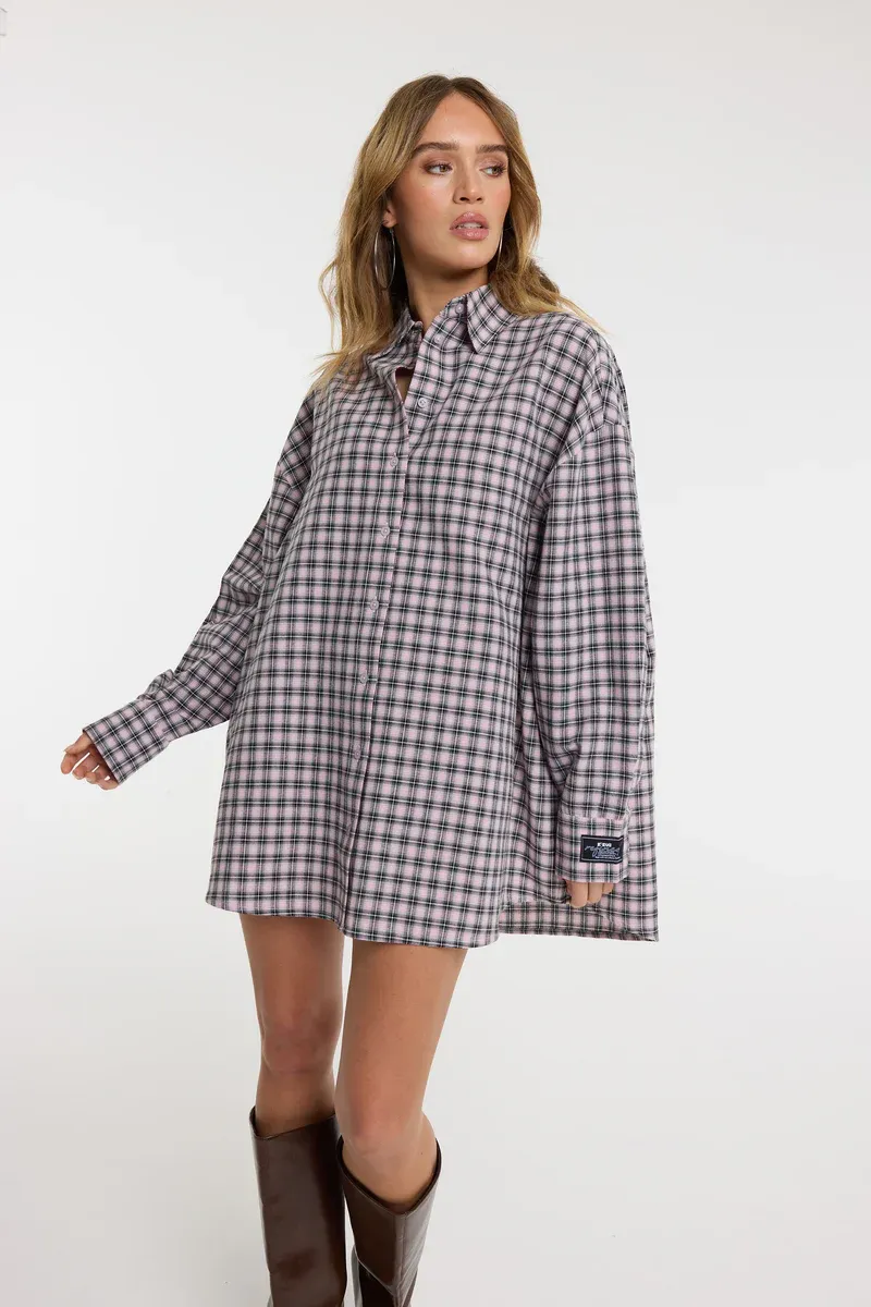 Refined ladies woven oversized check blouse R2602947988 check