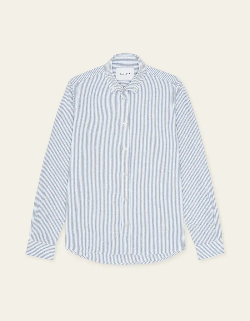 Les Deux Konrad Stripe Cotton Linen Shirt 1001330 ALLURE