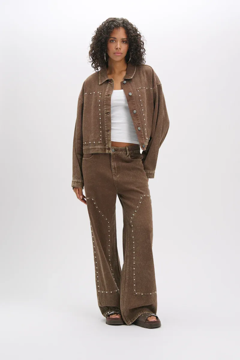Refined ladies woven relaxed star jeans PAYT R2602173890 brown