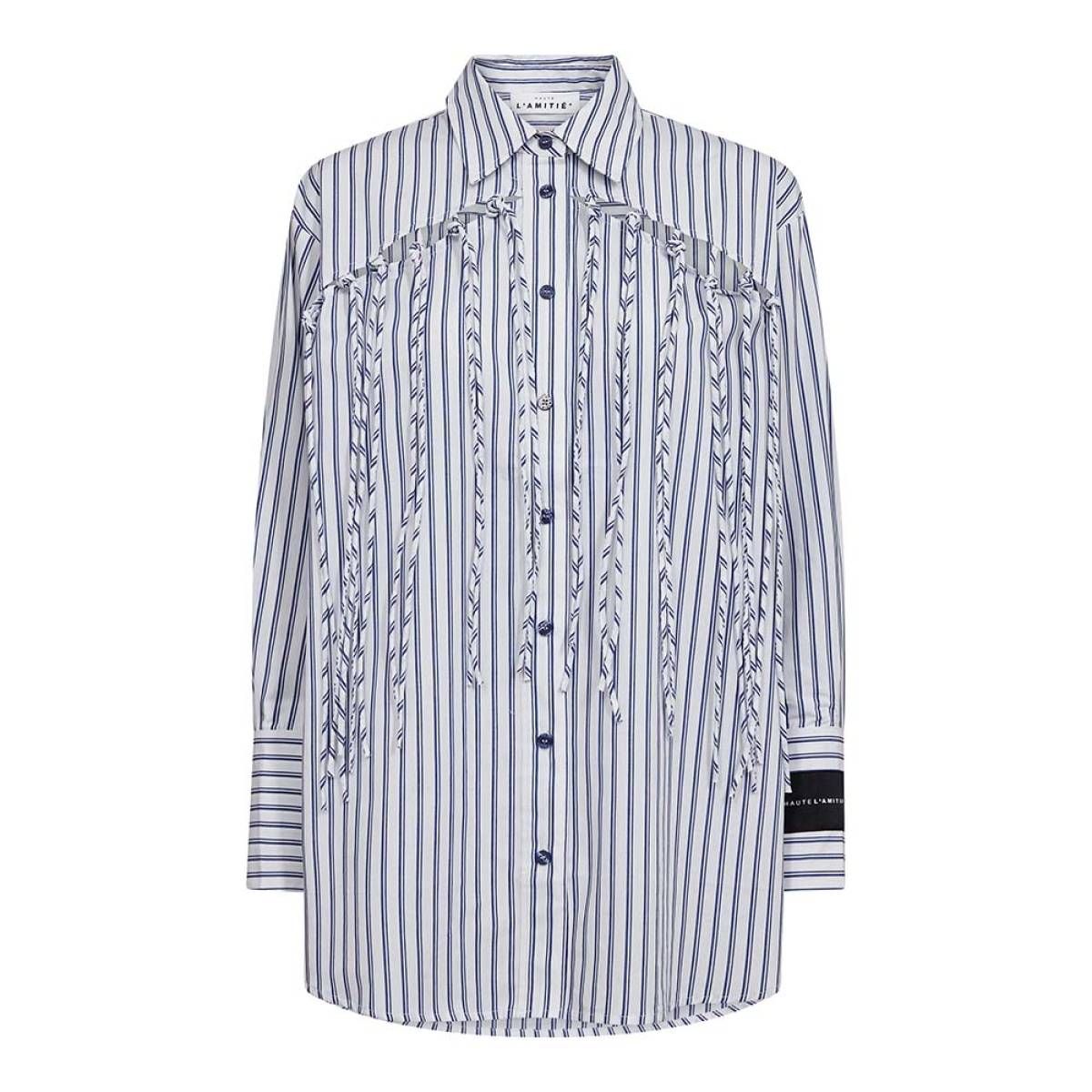 Haute L'Amitie Striped Fringe Shirt HL10522 Blue/White Stripe