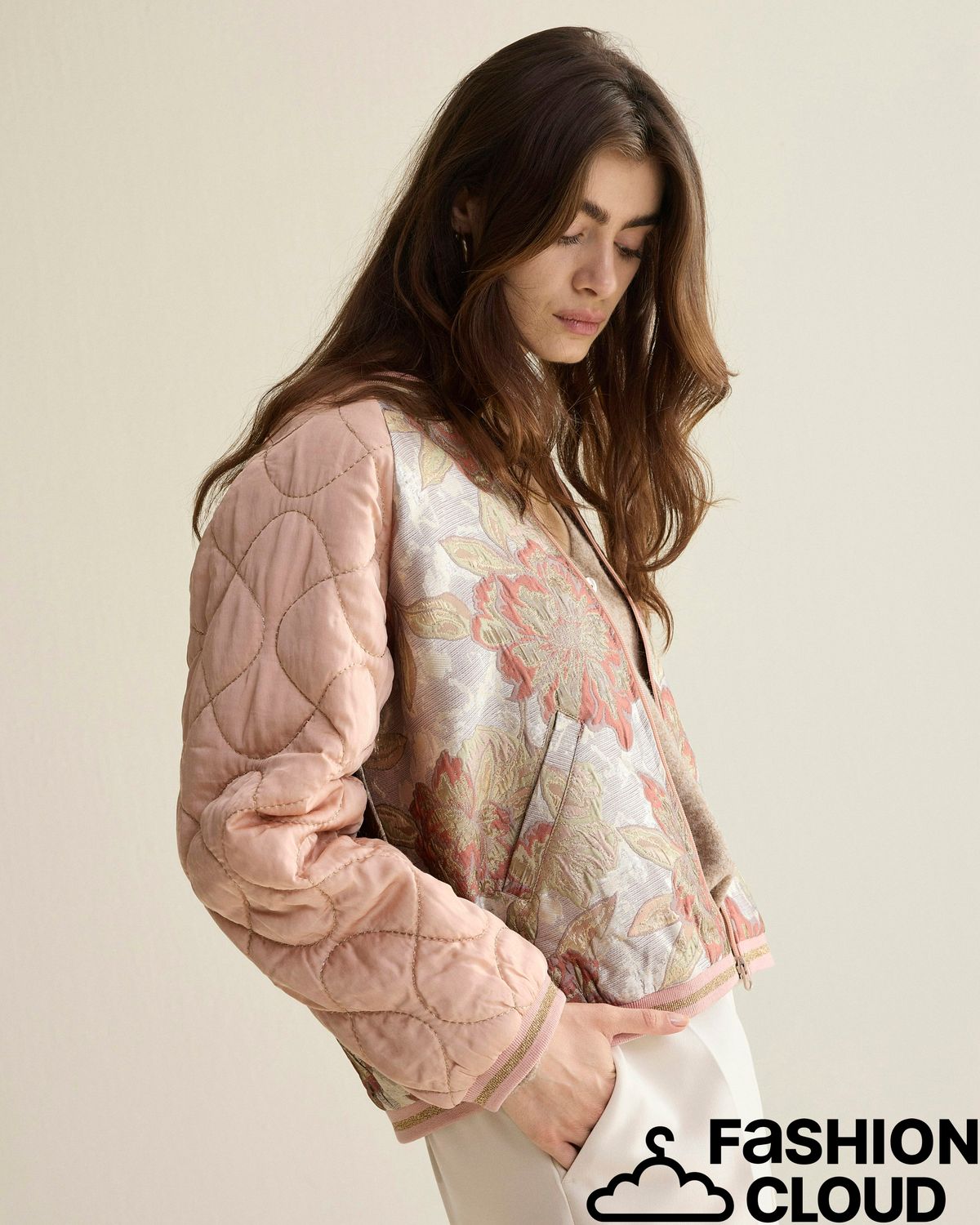Summum Woman Jacket Rose jacquard mix 1s1294-12425 Faded rose