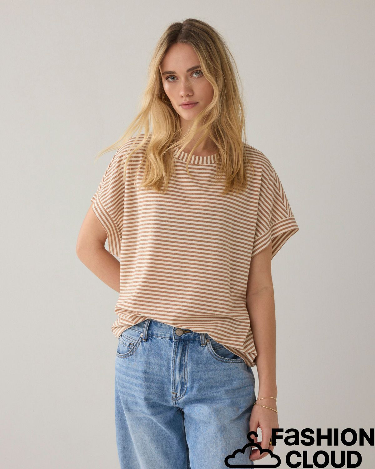 Summum Woman Top Two tone lurex stripe 3s5258-30762 Ivory