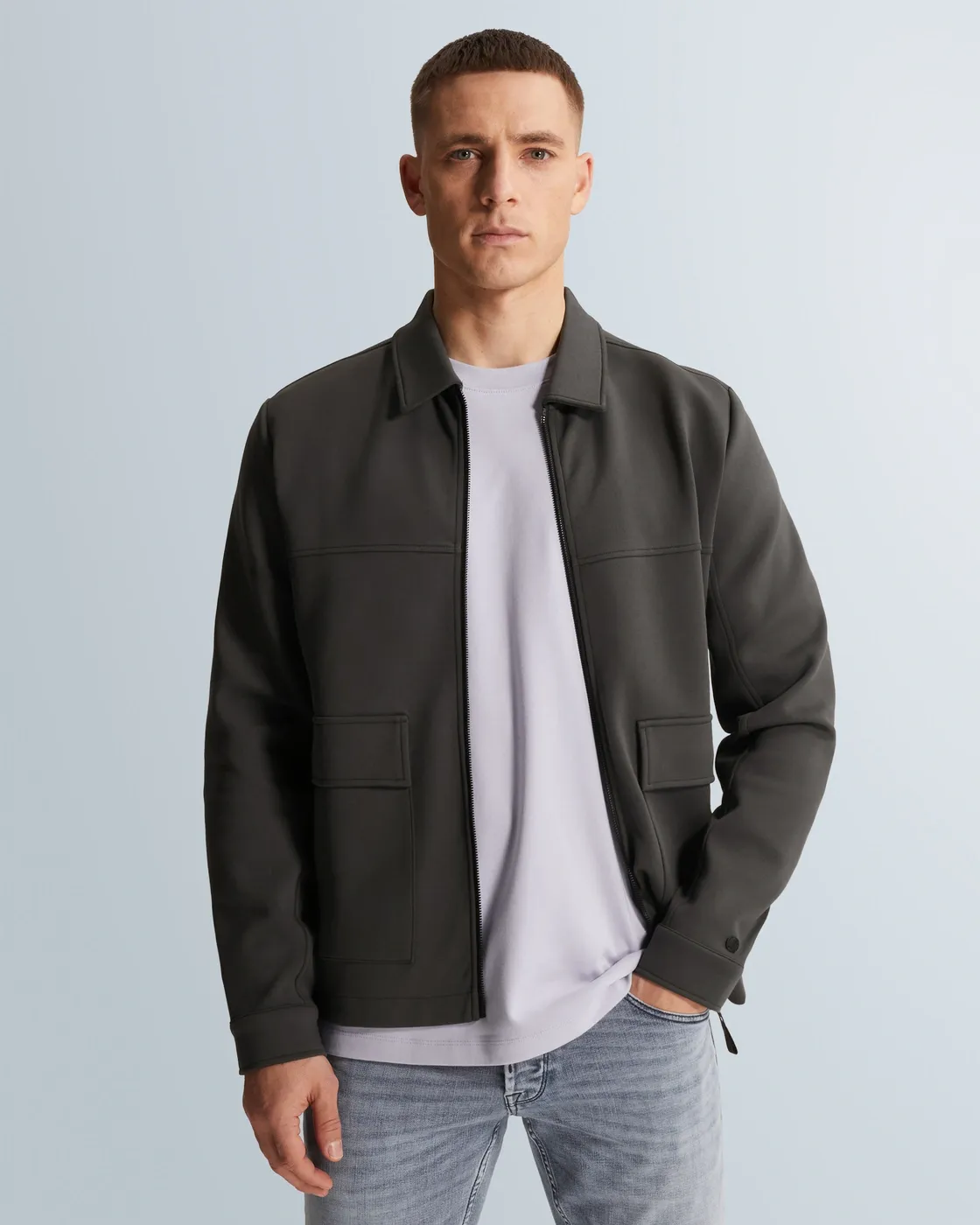 Cast Iron Zip jacket regular fit interlock CSW2602411 Black Sand