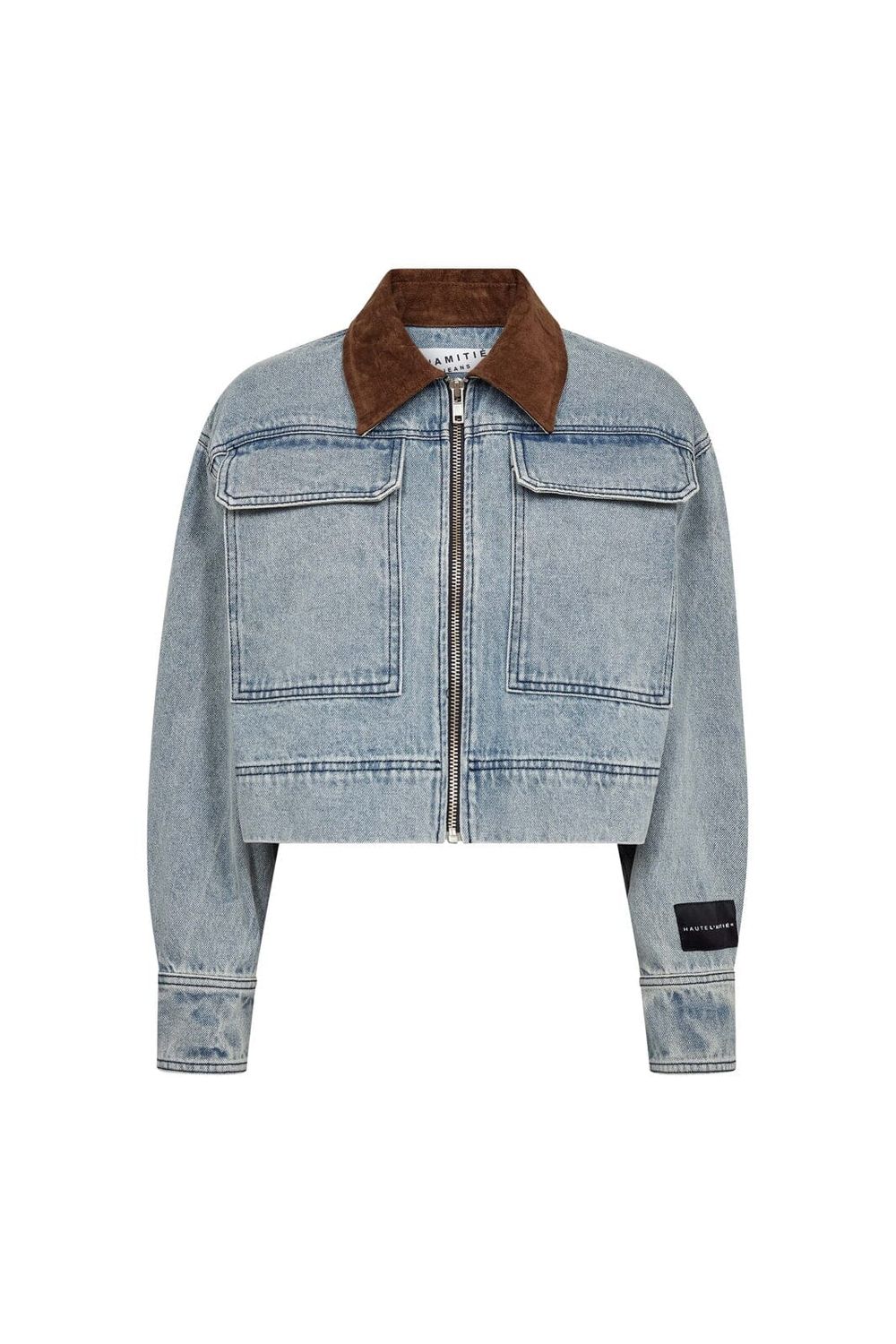 Haute L'Amitie Meliza Crop Denim Jacket HL10492 Bleached Denim