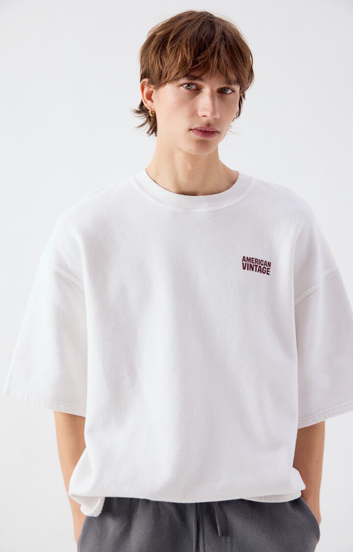 American Vintage SWEAT MC COL ROND MPLI03DE26 BLANC VINTAGE
