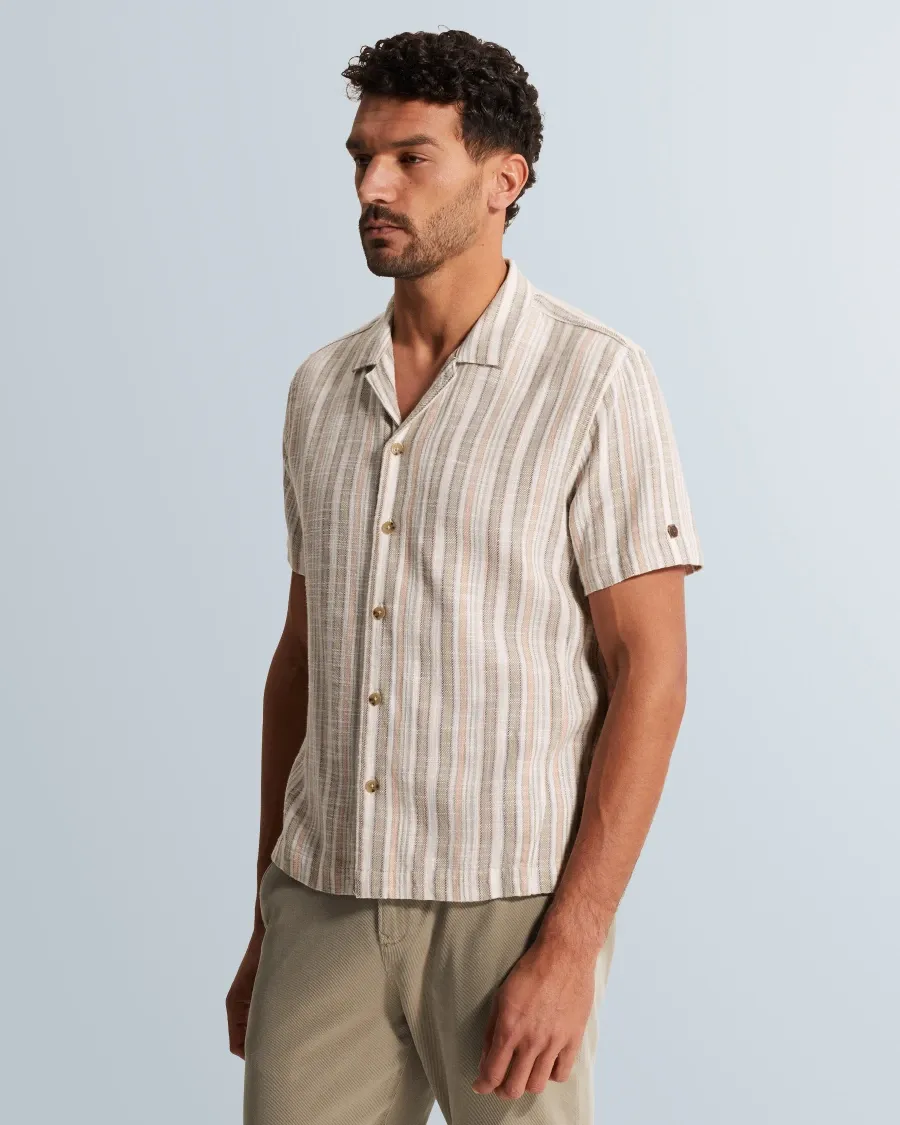 Cast Iron Short Sleeve Shirt Slub Twill stri CSIS2603232 Aluminum