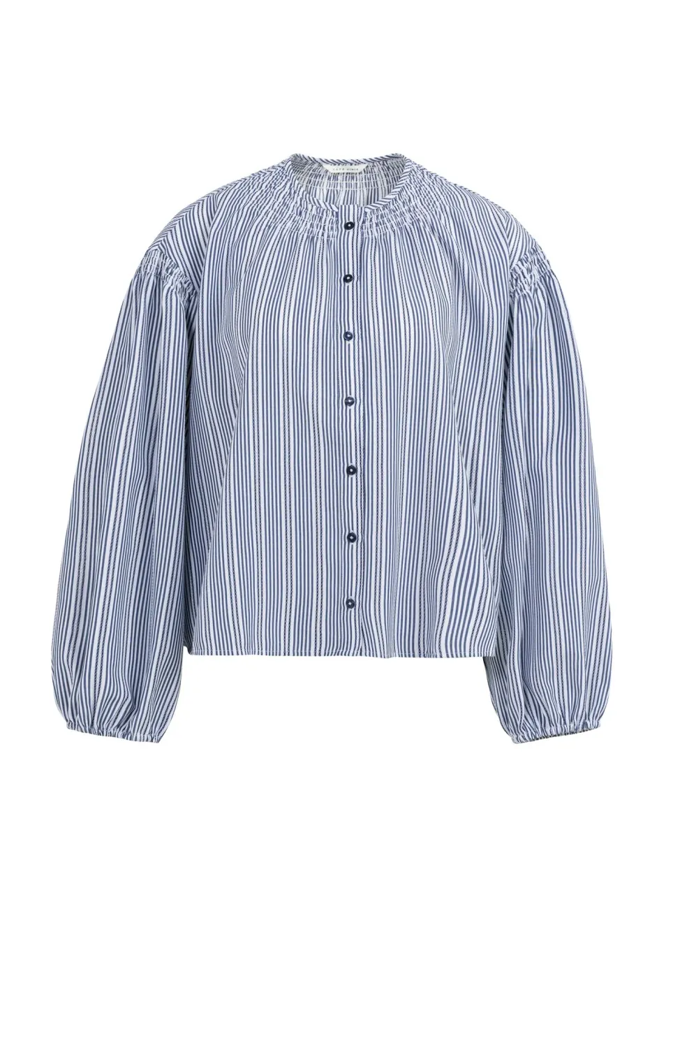 YaYa Gestreepte blouse met plooien 01-201208-603 NAVY BLAZER DESSIN
