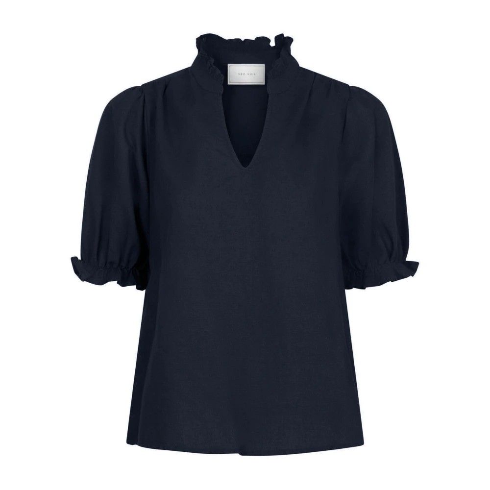 Neo Noir Odesa Linen Blouse 160264 Navy