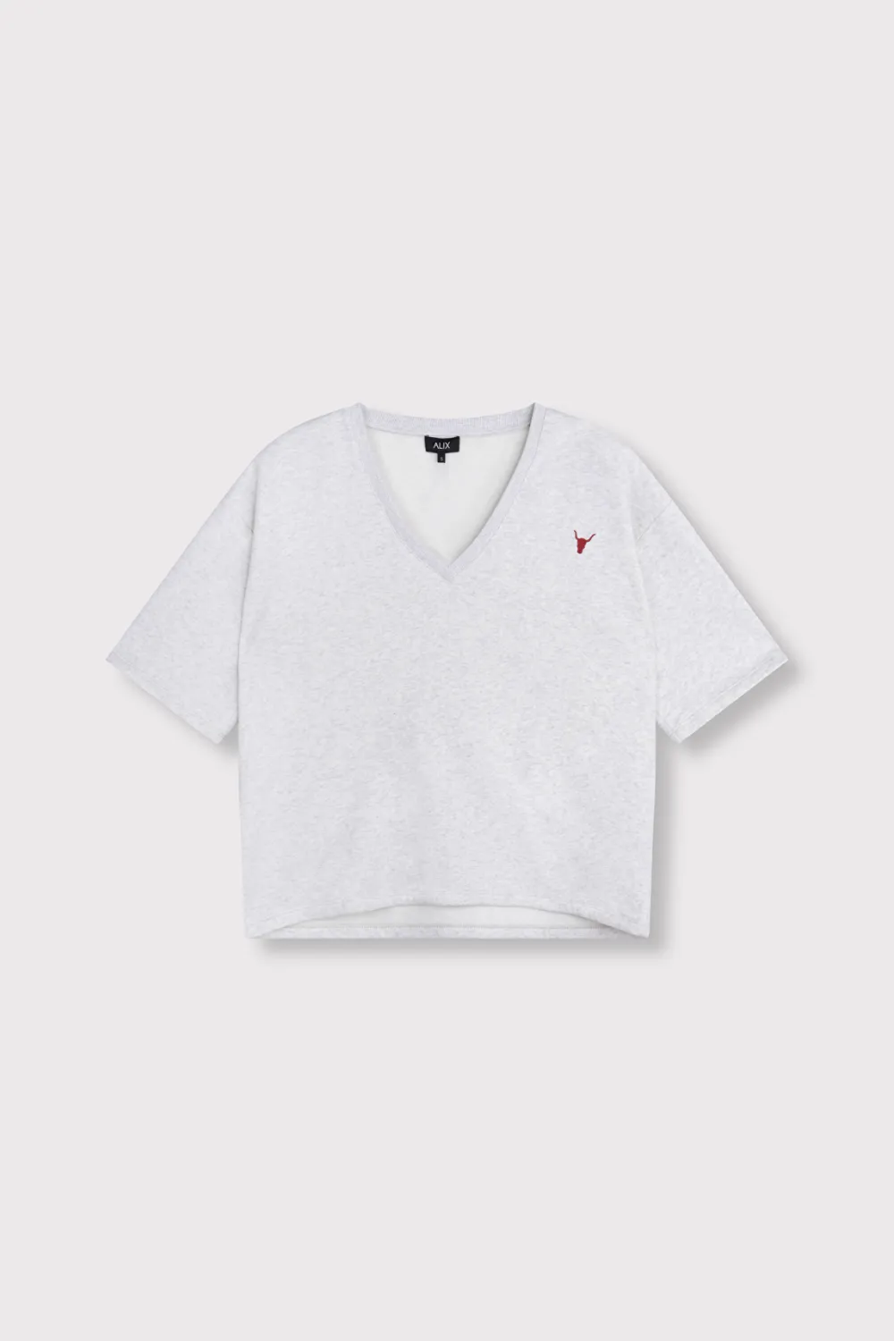 Alix the Label ladies knitted v-neck shortsleeve sw 2603873597 super light grey