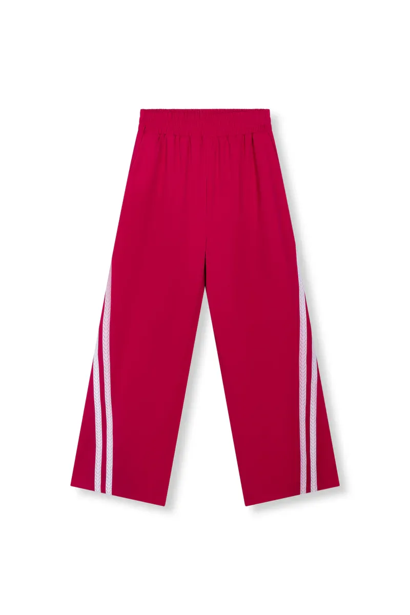 Refined ladies woven wide stripes pants DOLC R2603167395 raspberry