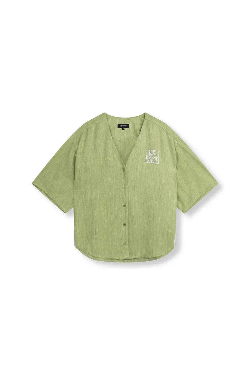 Refined ladies woven oversized baseball shir R2603959932 matcha