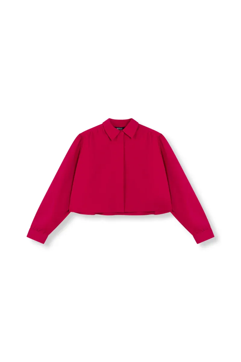 Refined ladies woven cropped blouse MYRA R2603962943 raspberry