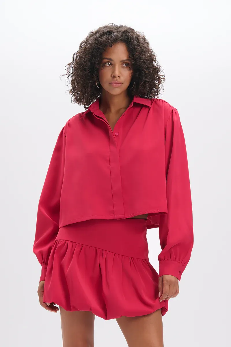 Refined ladies woven balloonfit skirt RHEA R2603262944 raspberry