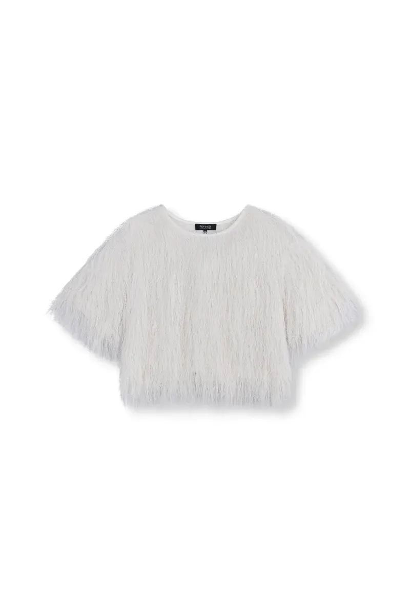 Refined ladies woven cropped fringes blouse R2603756905 white