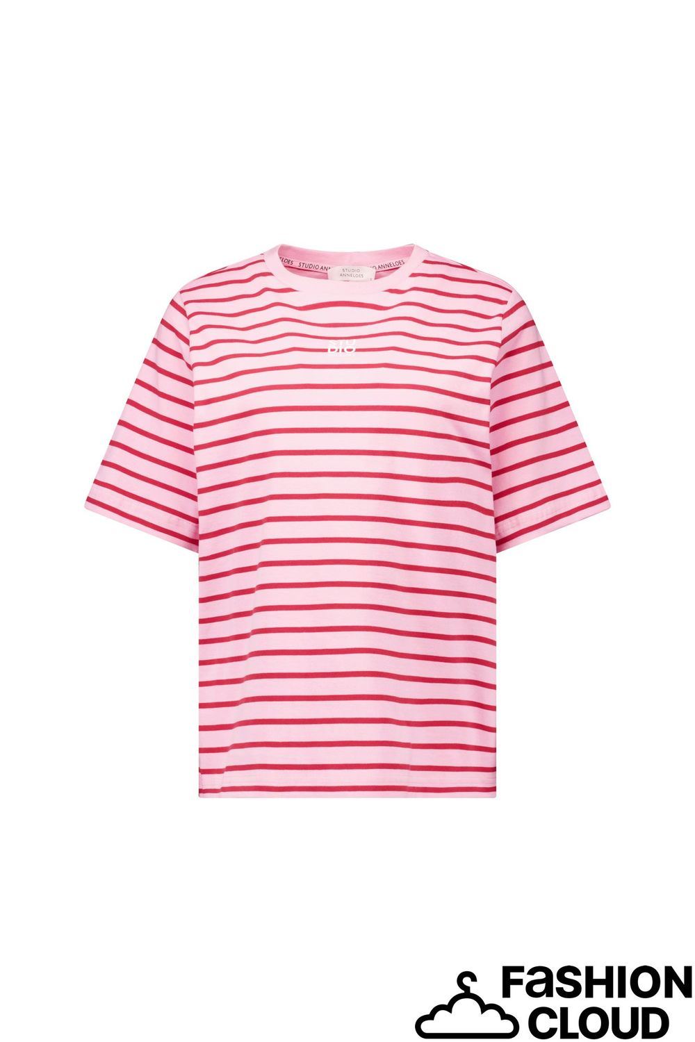 Studio Anneloes Stripe studio floor t-shirt 13689 ruby red/ pop pink