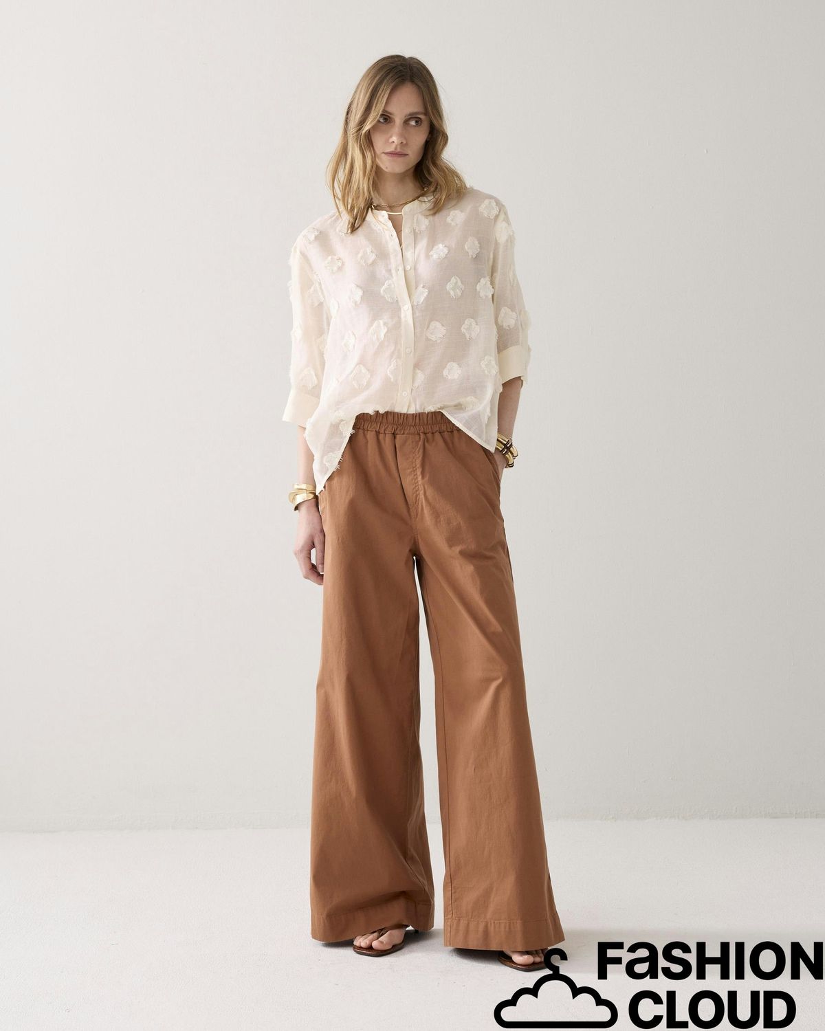 Summum Woman Palazzo pant Combed stretch cotton 4s2909-12399 Cinnamon