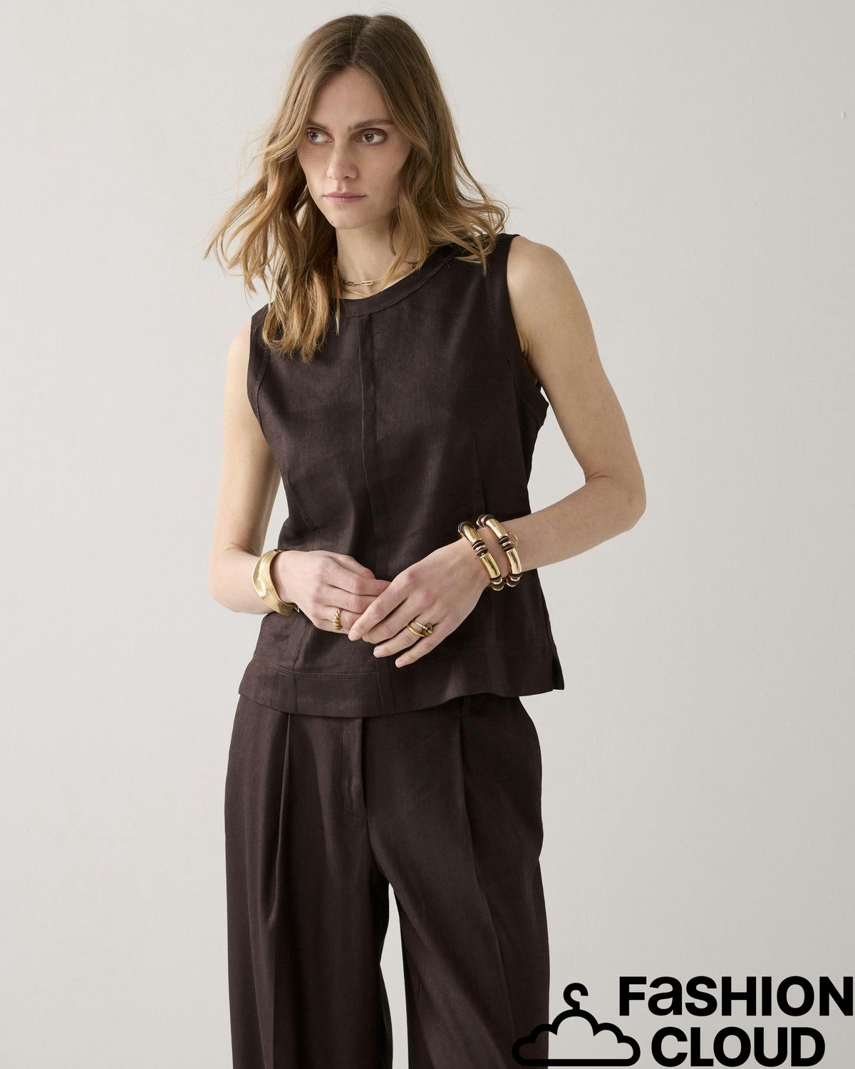 Summum Woman Top Linen blend 2s3065-11780 Coffee