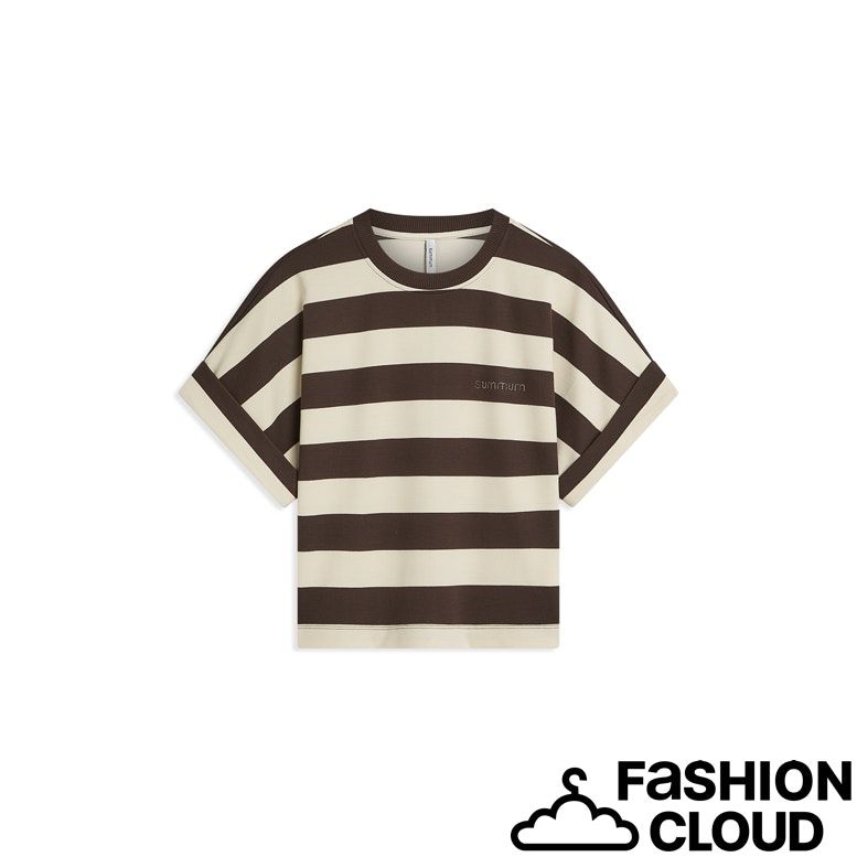 Summum Woman Top Big stripe heavy jersey 3s5112-30681 Coffee