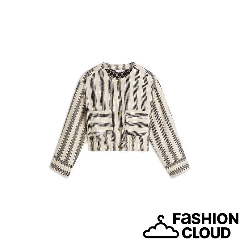 Summum Woman Jacket Stripe 1s1277-12329 Black Ivory