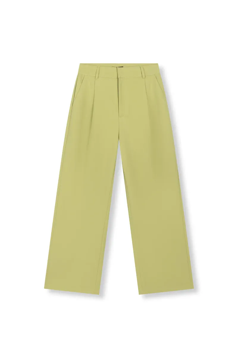 Refined ladies woven relaxed classic pants P R2603163987 matcha