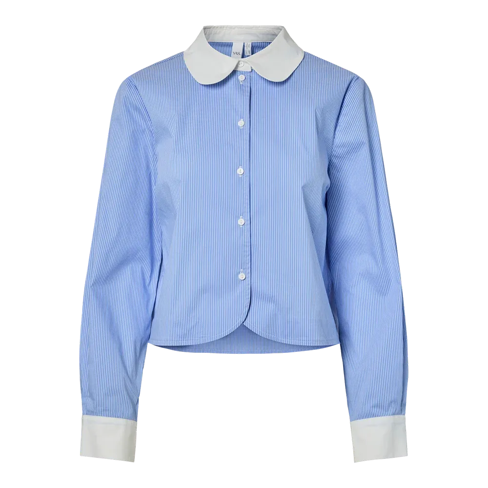 YAS YASABRI LS SHORT SHIRT 26037974 Vista Blue/STAR WHIT