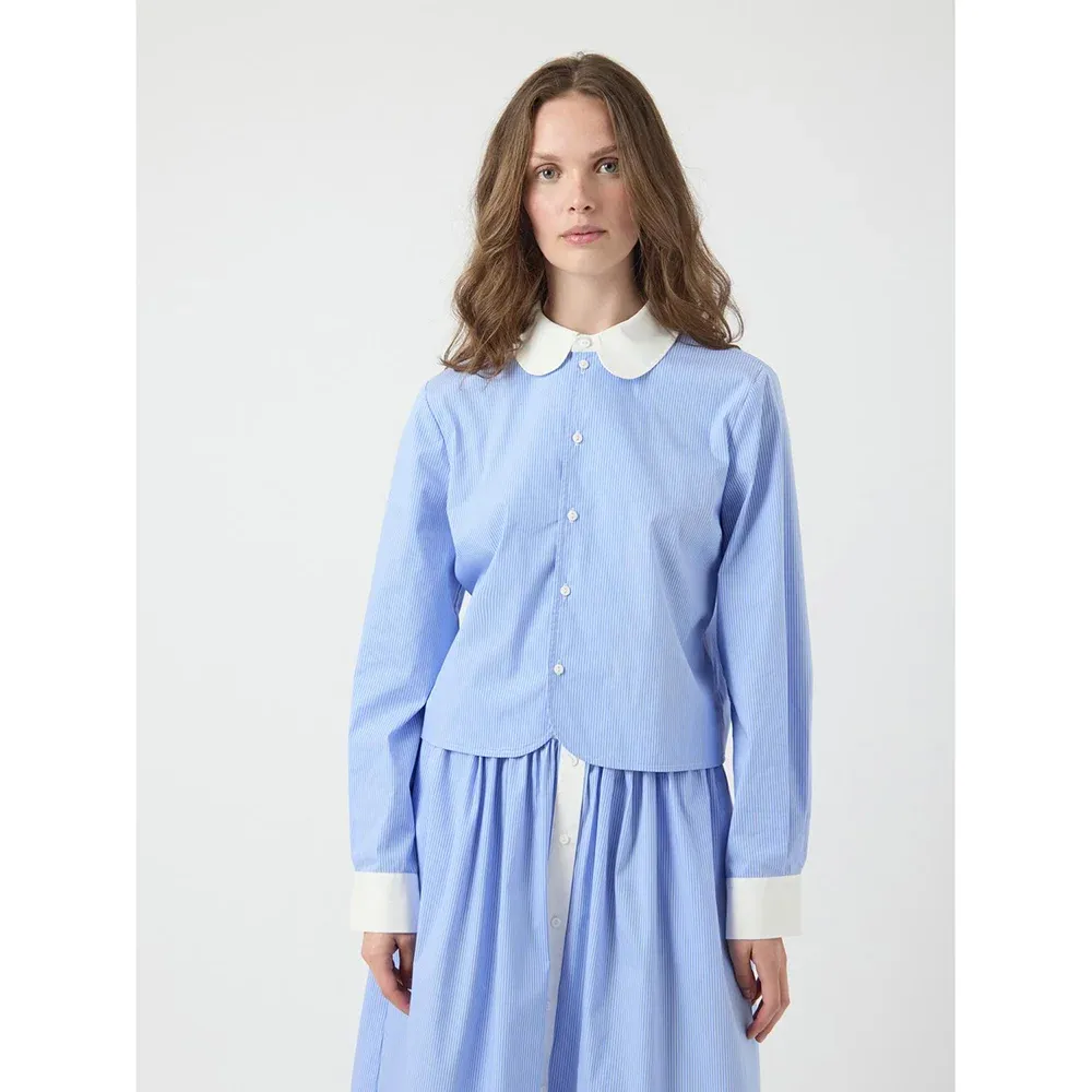 YAS YASABRI LS SHORT SHIRT 26037974 Vista Blue/STAR WHIT