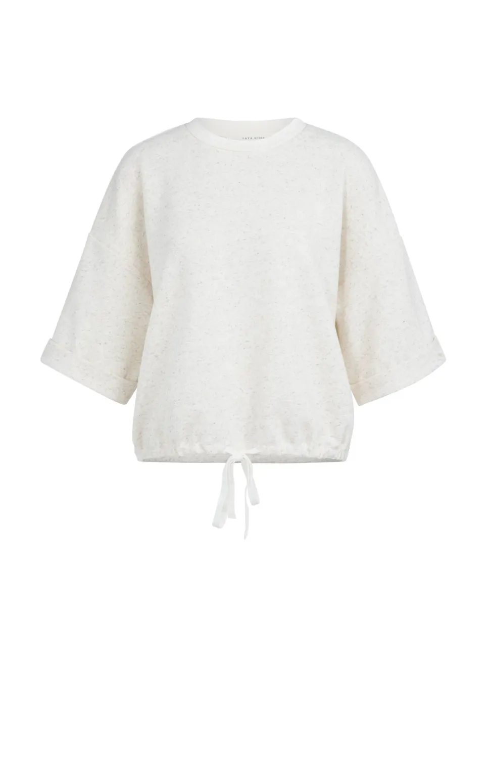 YaYa Short sleeve sweatshirt with r 01-109120-604 IVORY WHITE MELANGE