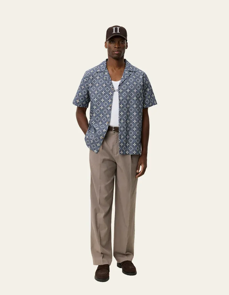 Les Deux Lukas Arabesque AOP SS Shirt 1001372 BLUE FOG