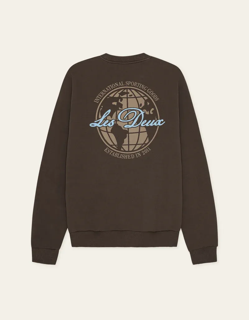 Les Deux Ben Globe Sweatshirt 1001477 TURKISH COFFEE BROWN