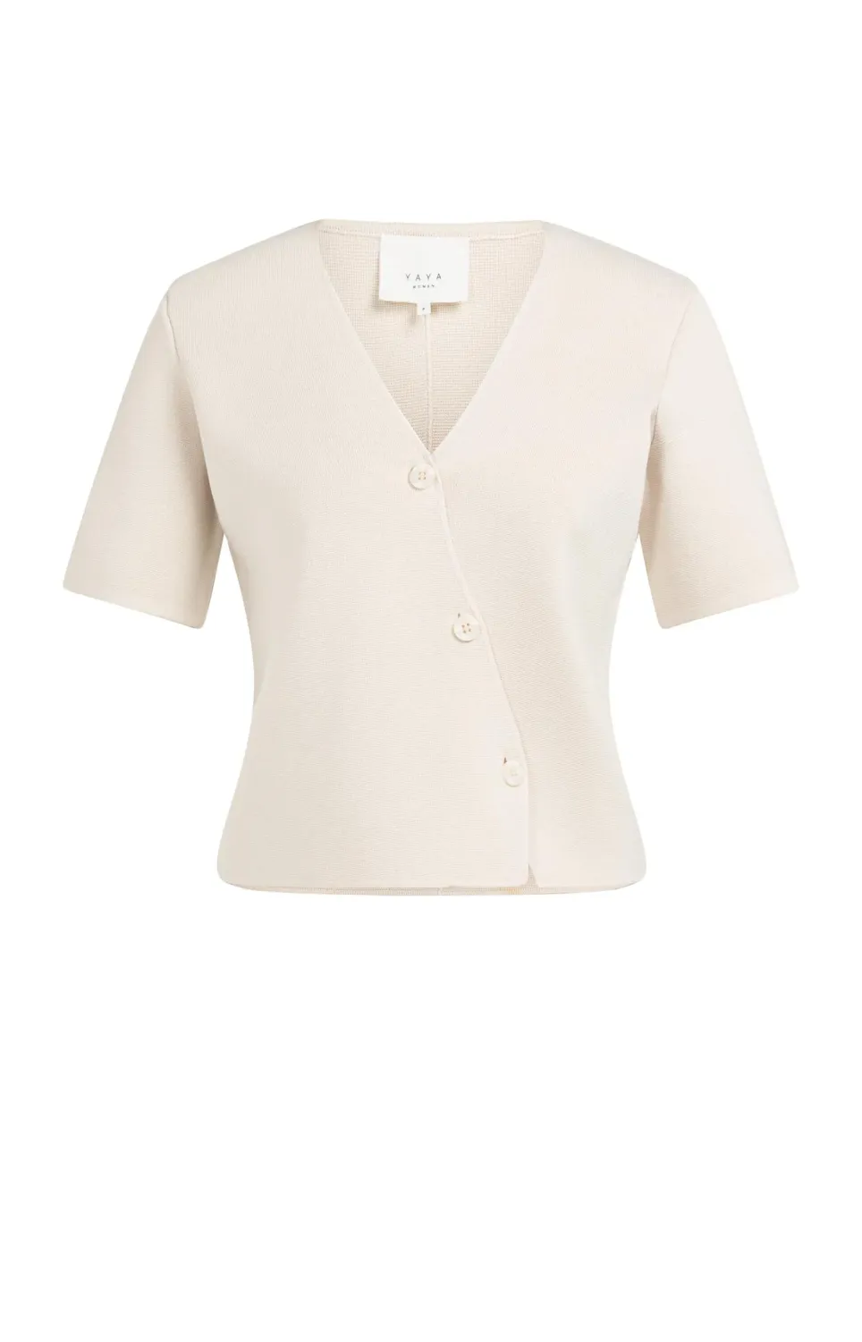 YaYa Clean knitted gilet with slant 01-010151-604 CREME BEIGE YaYa Clean knitted gilet with slant 01-010151-604 CREME BEIGE