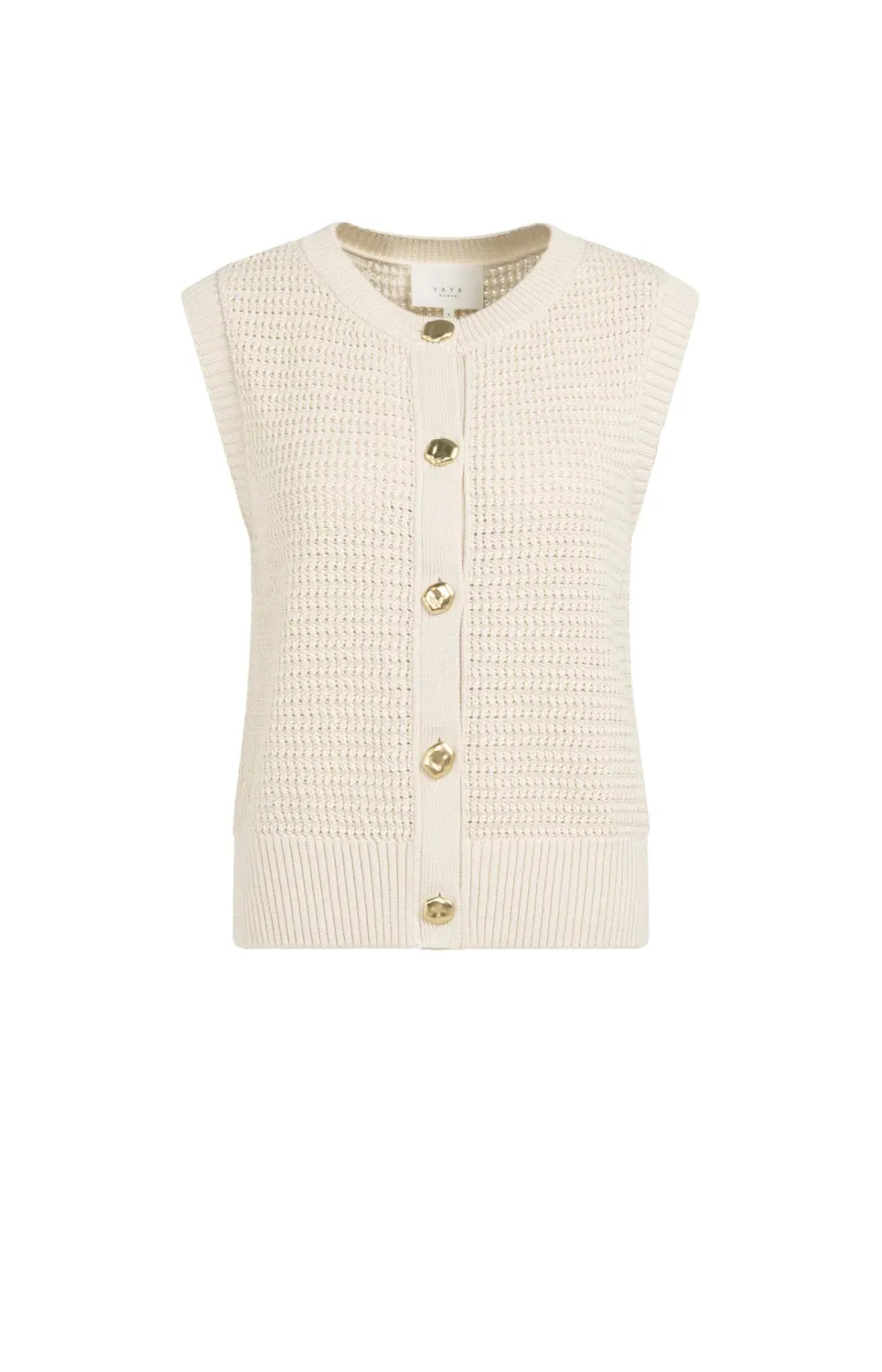 YaYa Textured sleeveless cardigan w 01-010153-604 CREME BEIGE