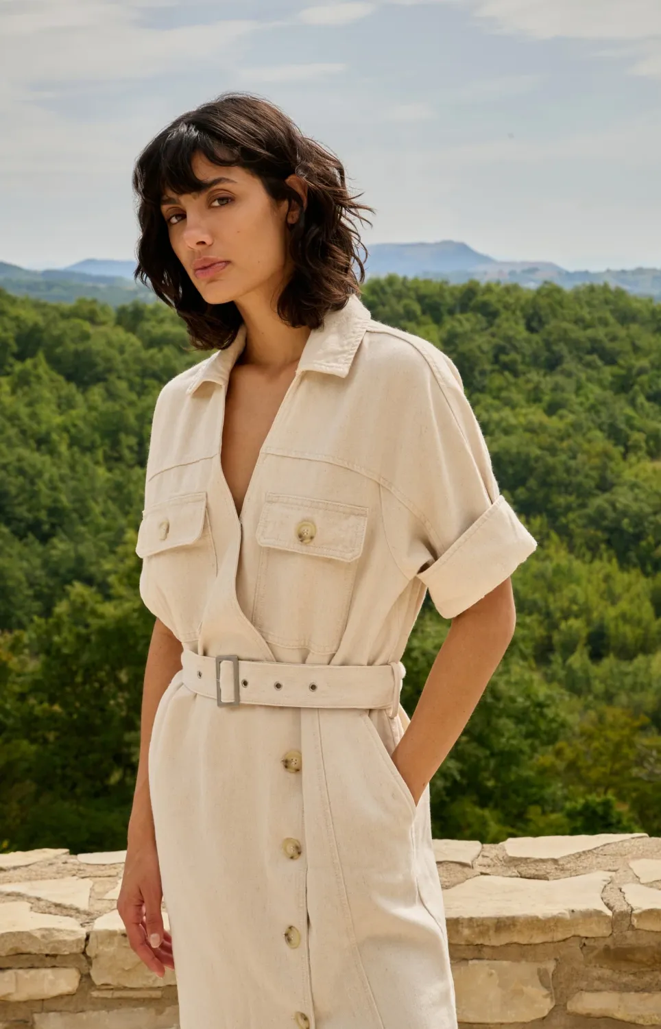 YaYa Denim look dress 01-601224-604 CLOUD CREME WHITE